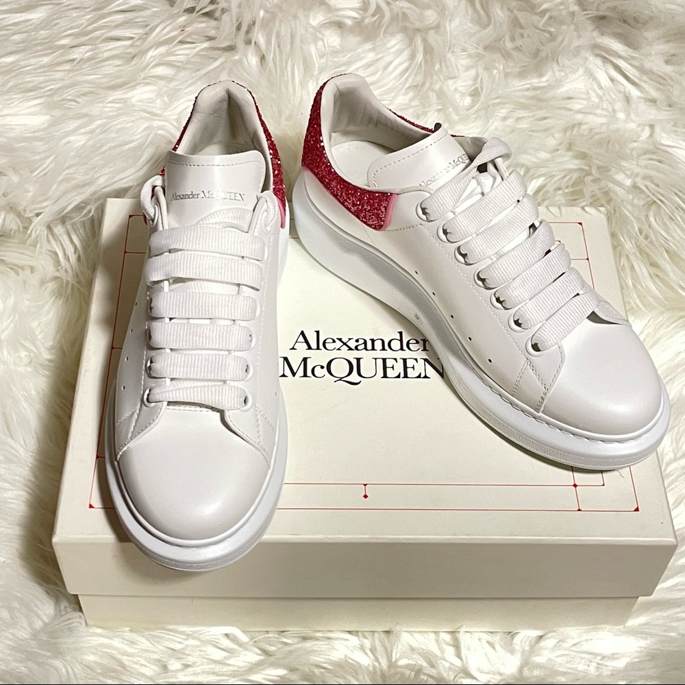 Alexander McQueen Womens Oversized Platform Sneakers Glitter Pink size 38